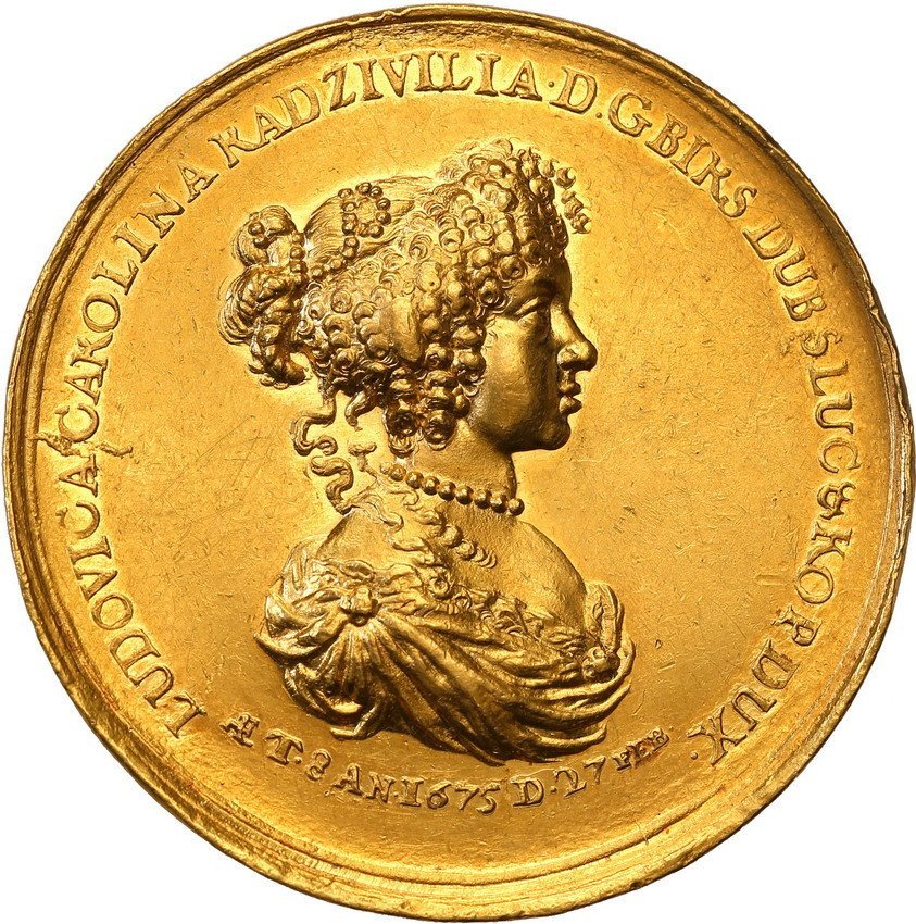 Ludwika Karolina Radziwiłłówna, Medal wagi 10 dukatów 1675